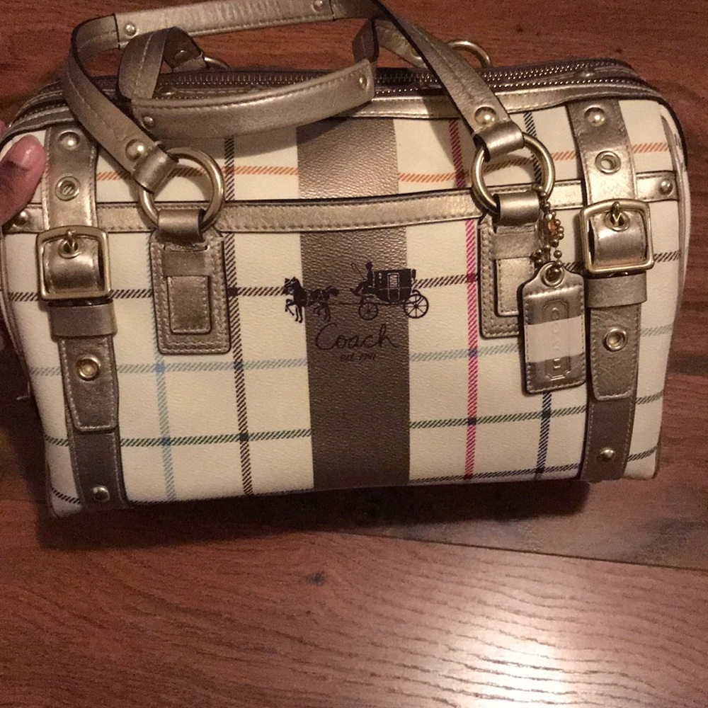 Coach Plaid Multicolored Bag with Gold Detailing